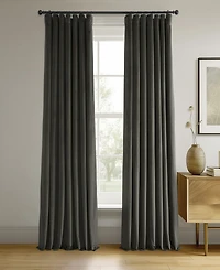 Half Price Drapes Gunmetal Grey Signature Velvet Blackout Curtain