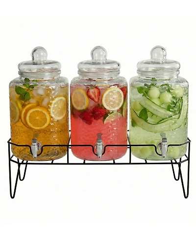 Jay Imports Hamburg Triple Dispenser with Stand, Set of 3