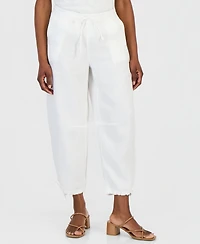 Charter Club Petite Drawstring-Waist Barrel-Leg Linen Pants, Macy's Exclusive