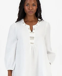 Charter Club Petite Embellished Linen Shift Dress, Macy's Exclusive