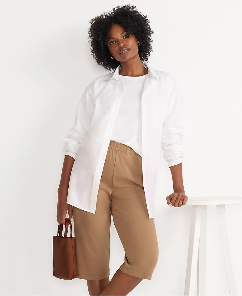 Lands' End Petite Sport Knit High Rise Elastic Waist Capri Pants