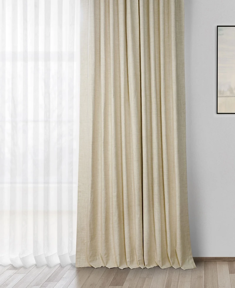 Half Price Drapes Natural Light Beige Grommet Thermal Cross Linen Weave Blackout Curtain