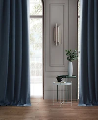 Half Price Drapes Dark Blue Performance Linen Hotel Blackout Curtain