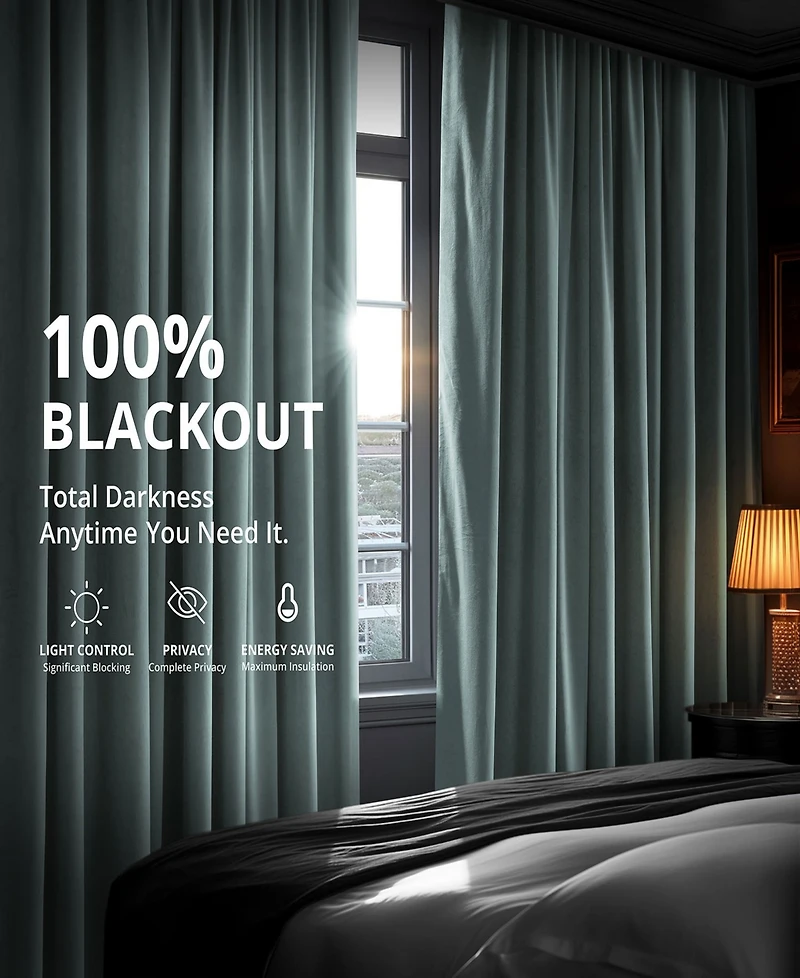 Half Price Drapes Skylark Blue Signature Velvet Blackout Curtain