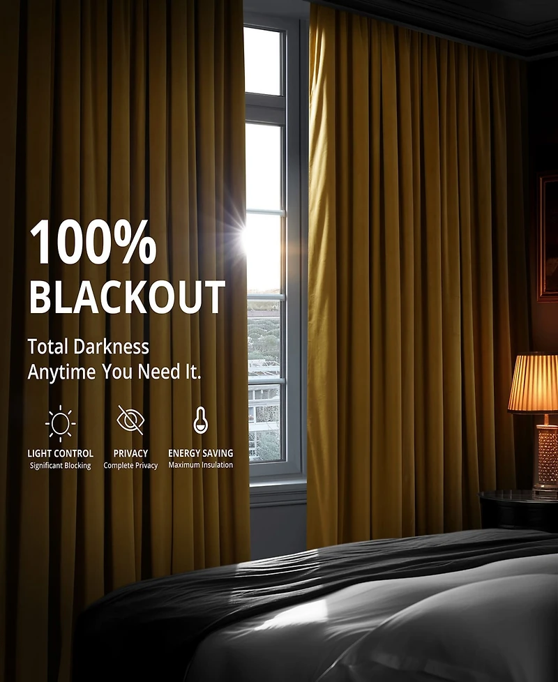 Half Price Drapes Fool's Gold Signature Velvet Blackout Curtain