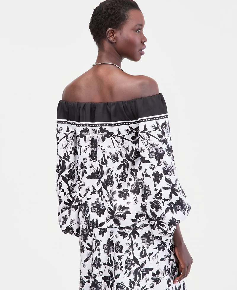 I.n.c. International Concepts Women's Off-The-Shoulder Puff-Sleeve Blouse, Macy's Exclusive
