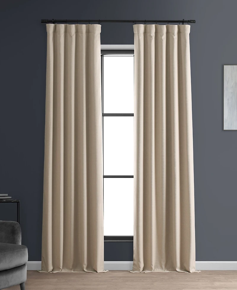 Half Price Drapes Safari Tan Faux Linen Hotel Blackout Curtain