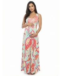 24seven Comfort Apparel Women's and Plus Maternity Scoop Neck Maxi Dress
