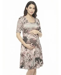 24seven Comfort Apparel Women's and Plus Size Maternity Scoop Neck Skater Dress