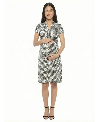 24seven Comfort Apparel Women's and Plus Maternity Short-Sleeve Wrap Dress
