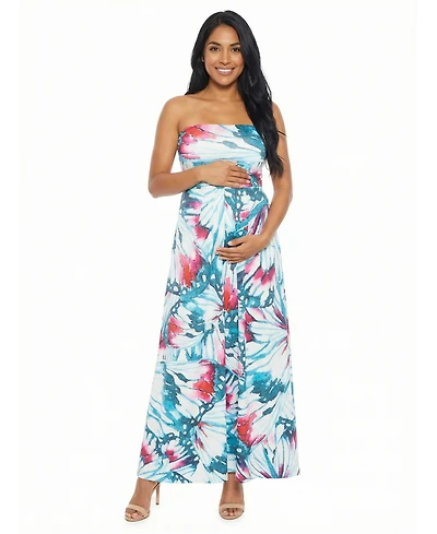24seven Comfort Apparel Women's and Plus Maternity A-Line Maxi Dress