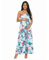 24seven Comfort Apparel Women's and Plus Maternity A-Line Maxi Dress