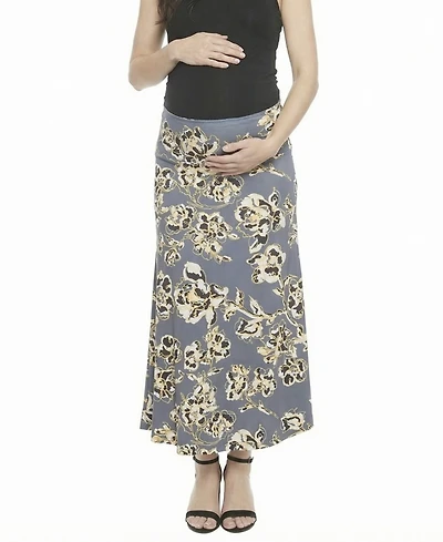 24seven Comfort Apparel Women's and Plus Maternity A-Line Maxi Skirt