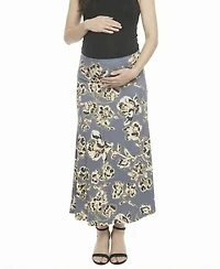 24seven Comfort Apparel Women's and Plus Maternity A-Line Maxi Skirt