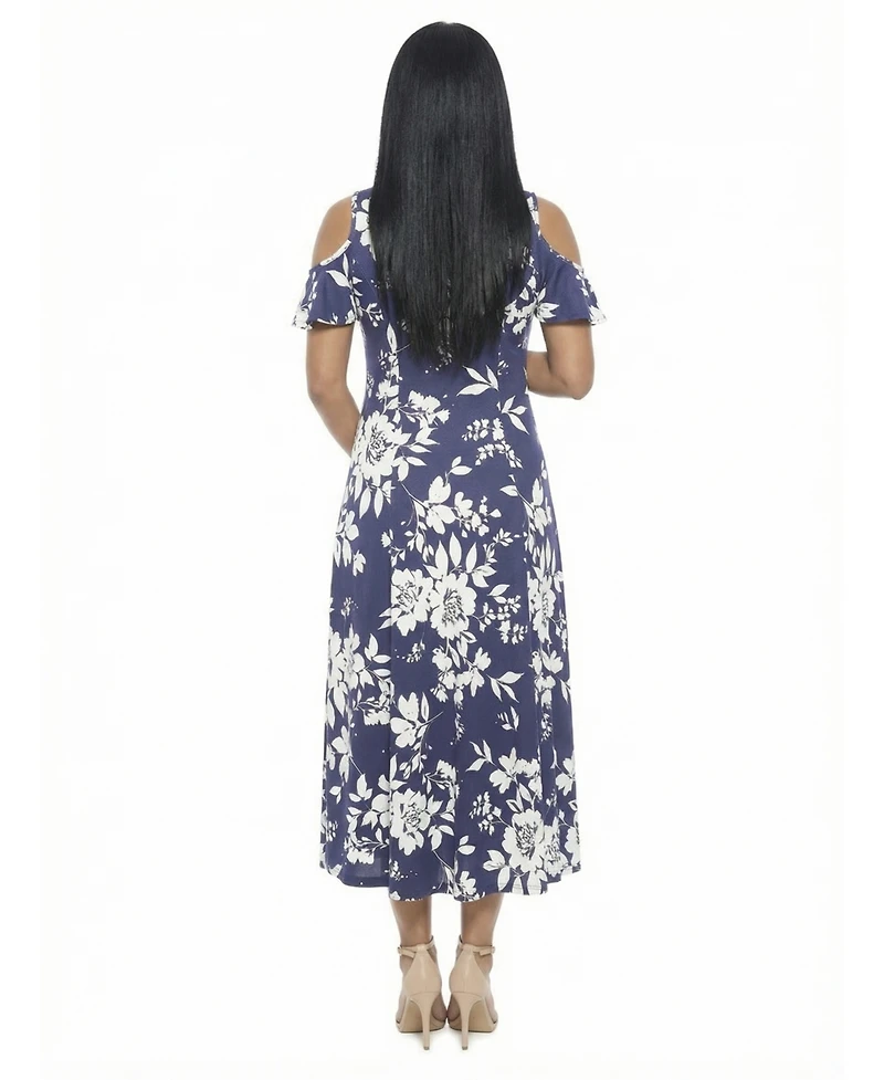 24seven Comfort Apparel Women's and Plus Size Maternity Ruffle Maxi Dress