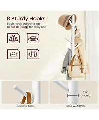 Yigii 8 Hooks and Shelf Freestanding Coat Rack - 67.2" Tall for Entryway