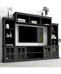 Simplie Fun Minimalist Tv Stand with Glass Door, for TVs up to 70"