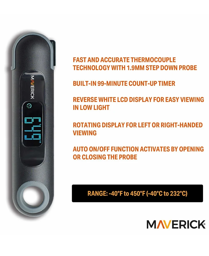 Maverick Temp & Time Reverse Lcd Thermocouple Thermometer