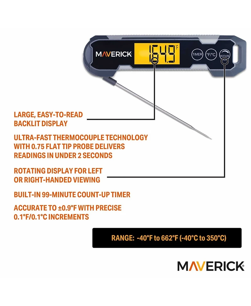 Maverick Temp Time Thermocouple Instant Read Thermometer