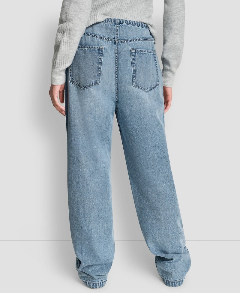 Dkny Jeans Petite Mid Rise Flowy Relaxed Fit Straight Pants
