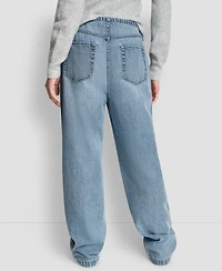 Dkny Jeans Petite Mid Rise Flowy Relaxed Fit Straight Pants
