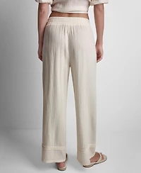 Dkny Jeans Petite Smocked Encased Elastic Waistband Ankle Length Pants