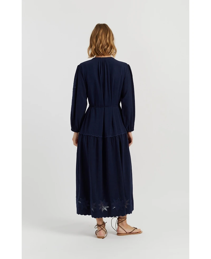 Chinti & Parker Women's Sienna Linen-Blend Broderie Dress