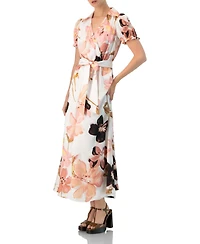 Ivonne Women's Short Sleeve V-Neck Collared Maxi Dress