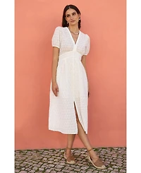 Yumi Women's Broderie Anglaise Midi Dress