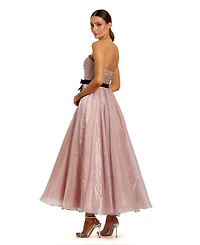 Mac Duggal Women's Polka Dot Organza Strapless Dress With Bow