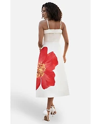 Yumi Women's Oversize Poppy Placement Midi Sun Dress