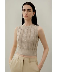 Lilysilk Women's Cable Knit Tussah Silk Cropped Top