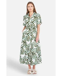 Yumi Women's Relaxed Boho Print Maxi Shirt Dress