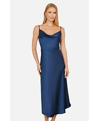 Yumi Women's Satin Cowl Neck Midi Dress