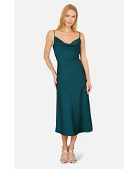 Yumi Women's Satin Cowl Neck Midi Dress