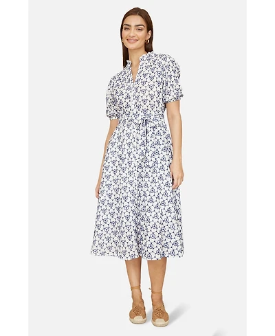 Yumi Women's Broderie Anglaise Midi Shirt Dress