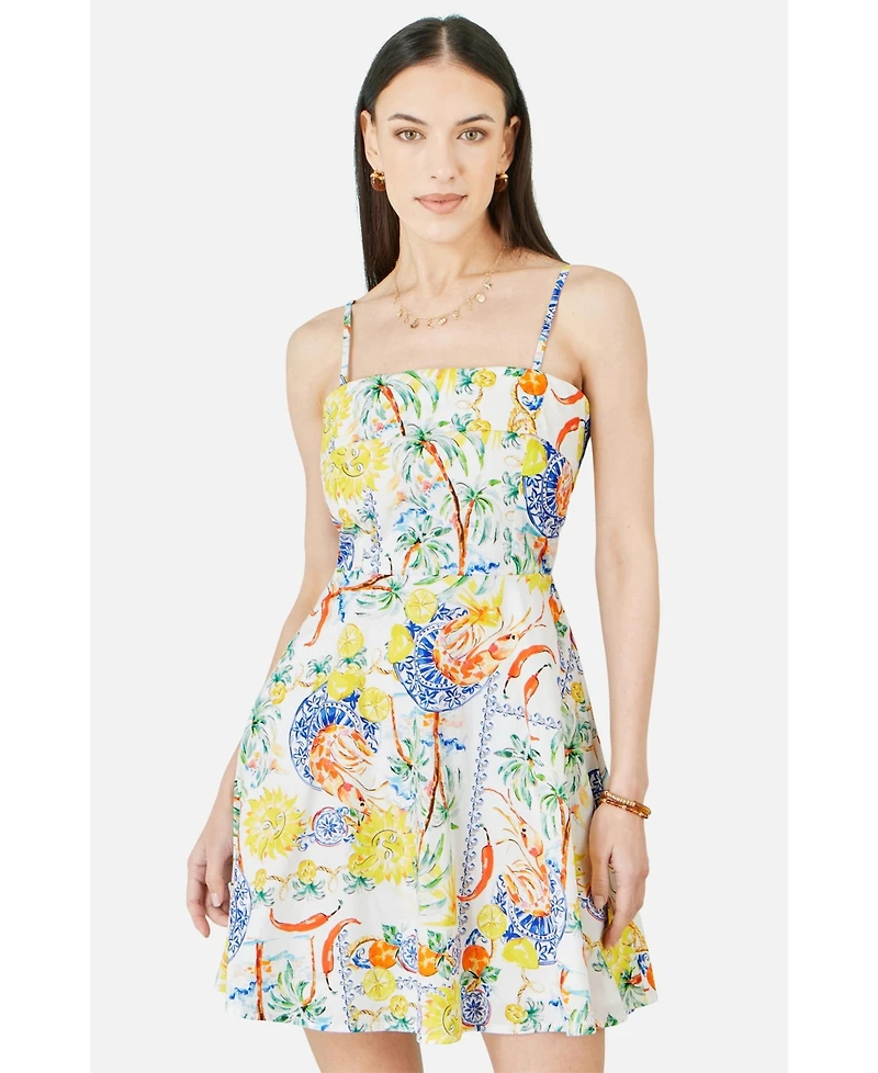 Yumi Women's Print Cotton Mini Sun Dress