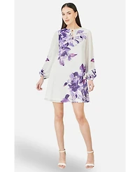 Yumi Women's Keyhole Neck Floral Tunic Dress