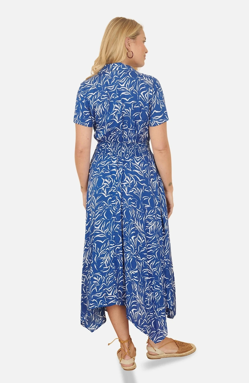 Yumi Women's Printed Midi Ruched Shirt Dress