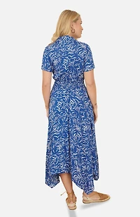 Yumi Women's Printed Midi Ruched Shirt Dress
