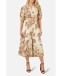 Yumi Women's Broderie Anglaise Cotton Midi Dress