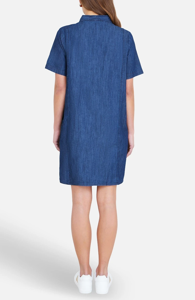 Yumi Women's Chambray Tunic With Bow Tie