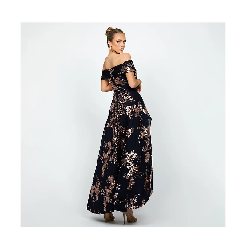 Bariano Women's Jessie Off Shoulder Mesh Ball Gown