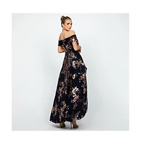 Bariano Women's Jessie Off Shoulder Mesh Ball Gown