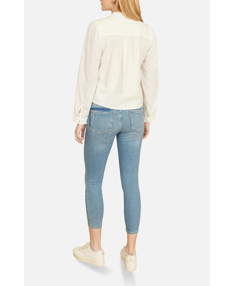 Yumi Women's Pleated Cotton Bib Shirt