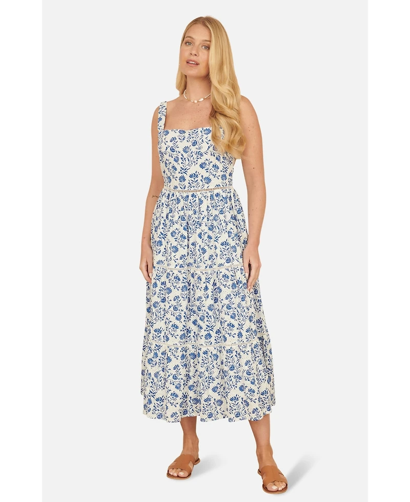 Yumi Women's Floral Broderie Anglaise Midi Sun Dress