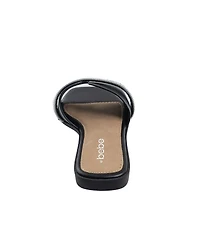 bebe Women's Fashion Sandal with Rhinestone and Pearl Embellished Strap