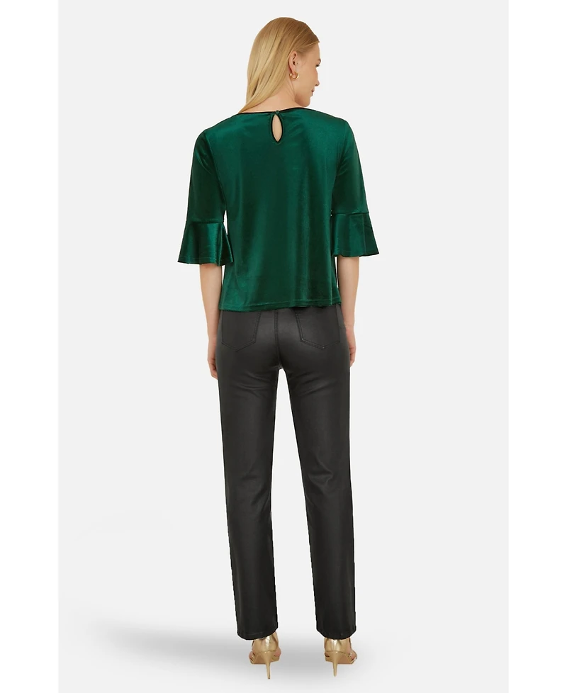 Yumi Women's Fluted Sleeve Relaxed Fit Top