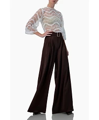 Ivonne Women's Wide-Leg Satin Trousers
