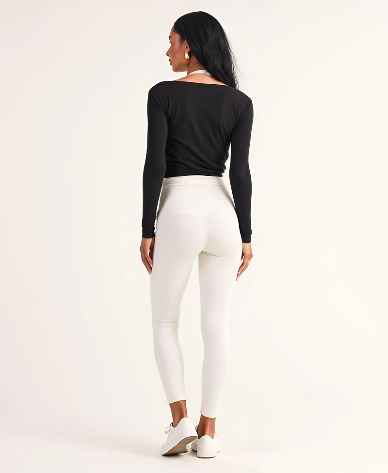Modenaire Women's Wrap Front Long Sleeve Tie-Waist Crop Top